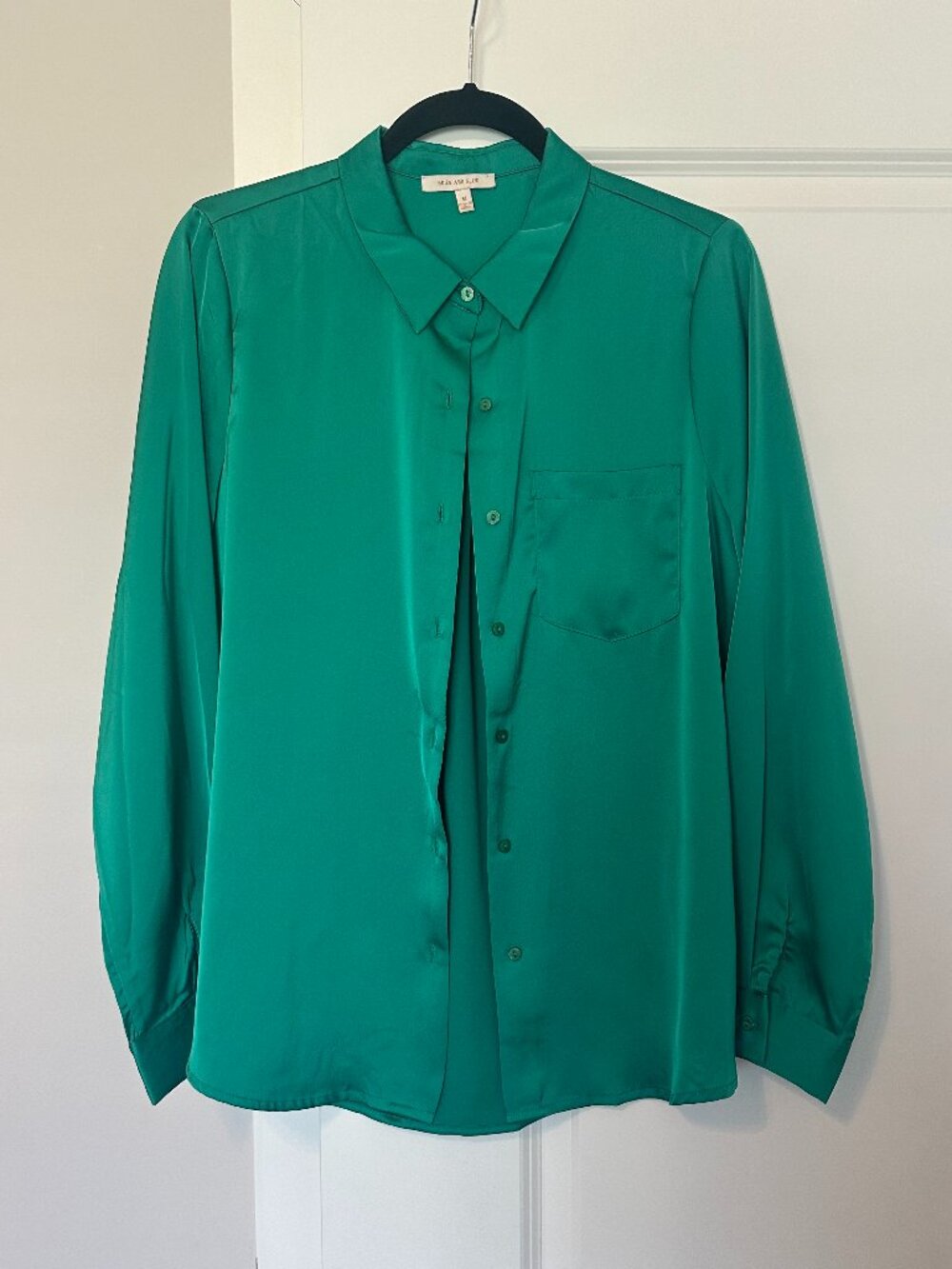 Green Satin Button Down
